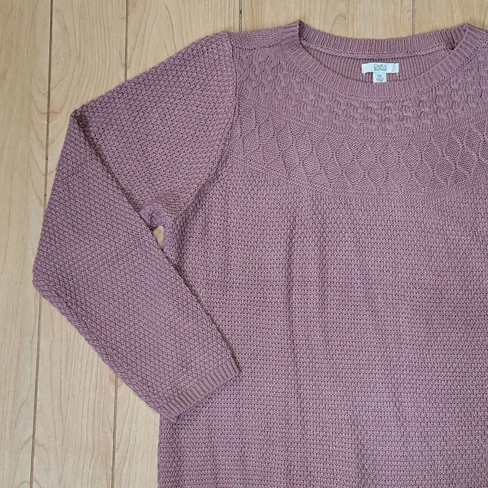 𝅺croft & BARROW DUSTY PINK LIGHTWEIGHT CREW NECK SWEATER, SIZE XXL